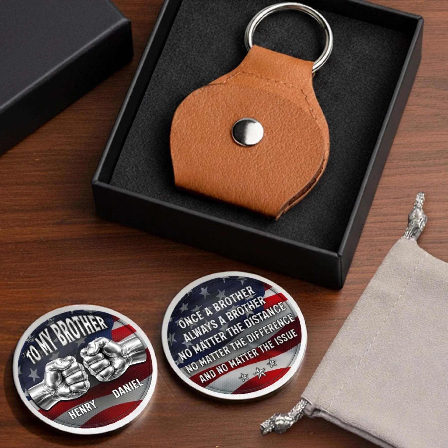 Custom Pocket Hug - Personalized America 250th Anniversary Gifts For Brother - Brotherhood That Never Breaks