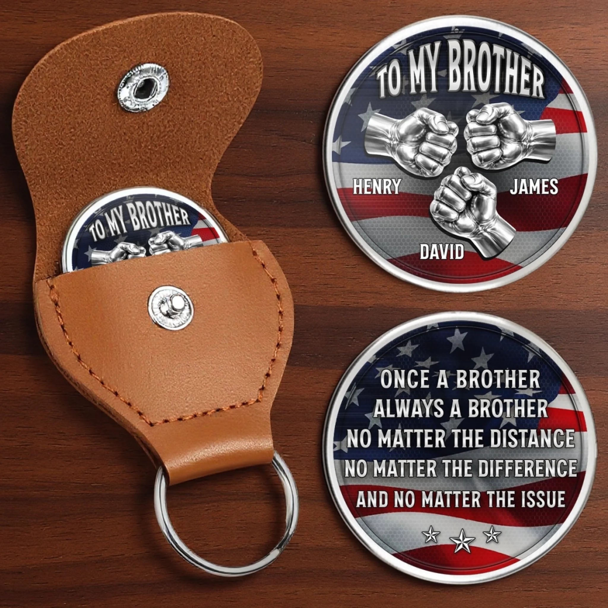 Custom Pocket Hug - Personalized America 250th Anniversary Gifts For Brother - Brotherhood That Never Breaks