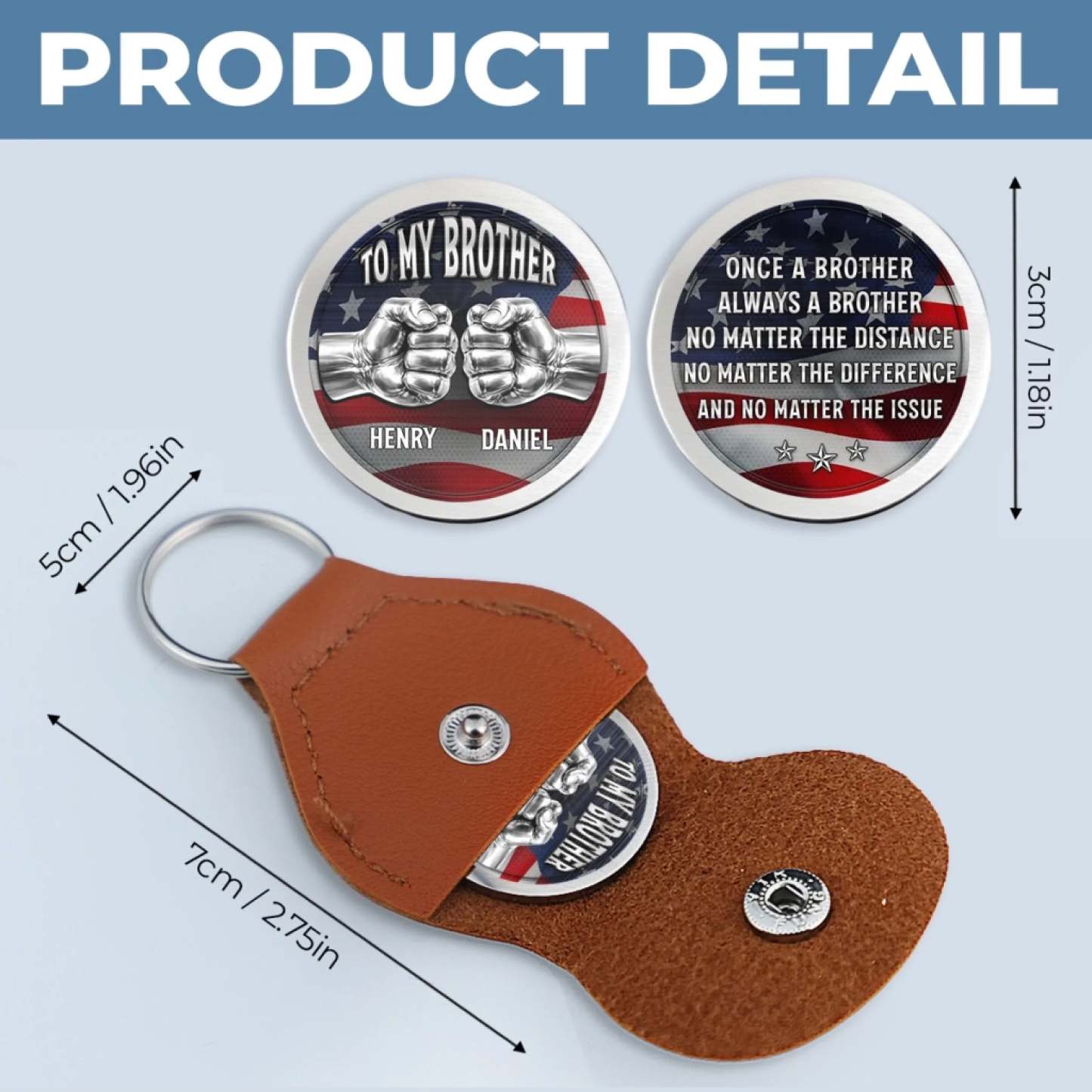 Custom Pocket Hug - Personalized America 250th Anniversary Gifts For Brother - Brotherhood Never Breaks
