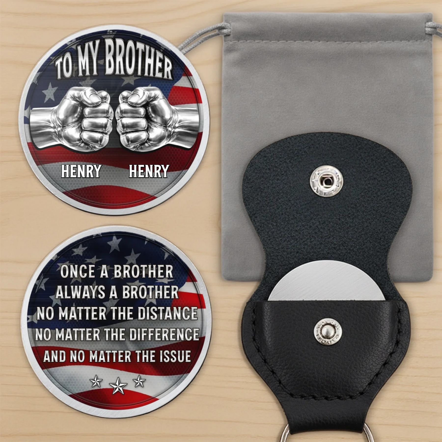 Custom Pocket Hug - Personalized America 250th Anniversary Gifts For Brother - Brotherhood Never Breaks
