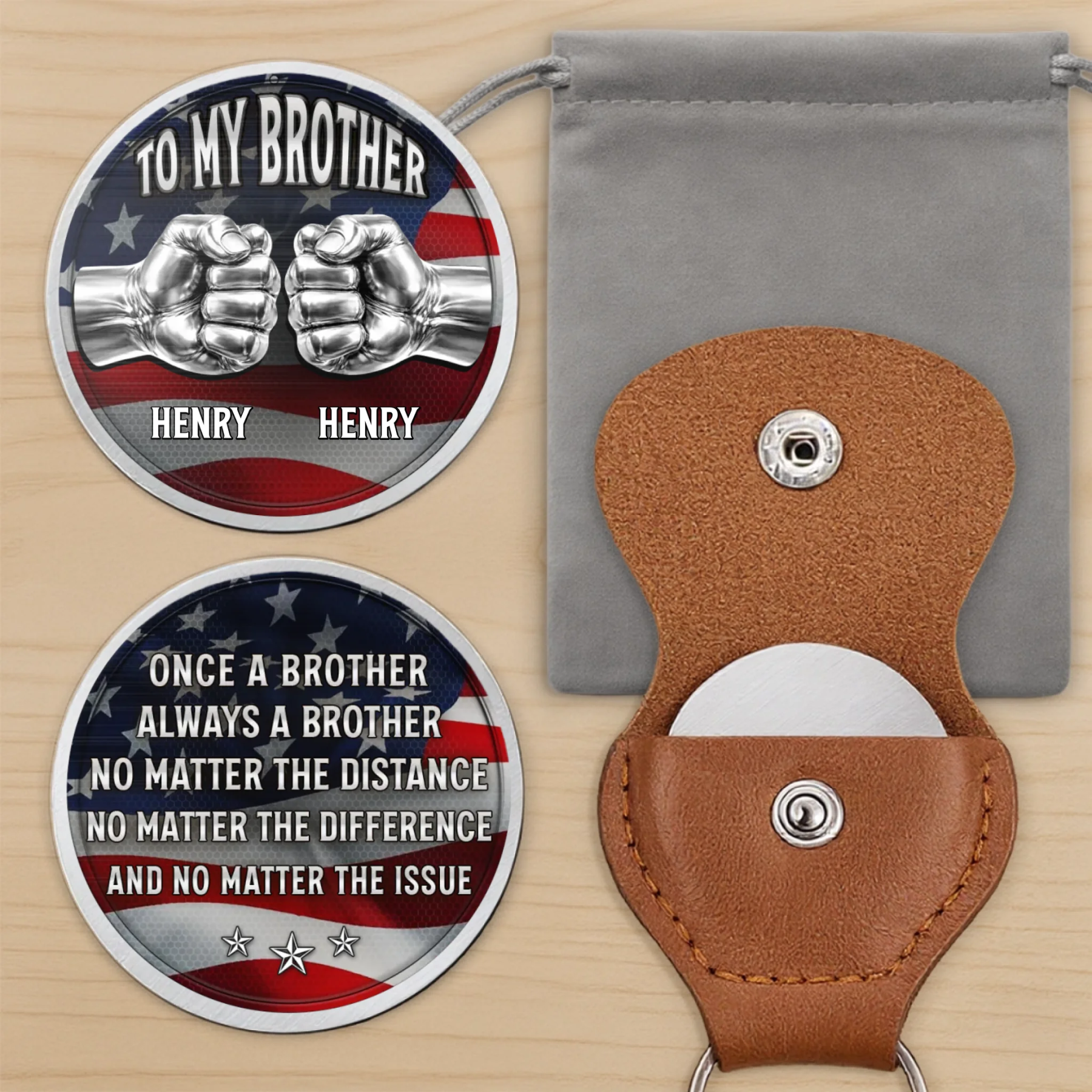 Custom Pocket Hug - Personalized America 250th Anniversary Gifts For Brother - Brotherhood Never Breaks