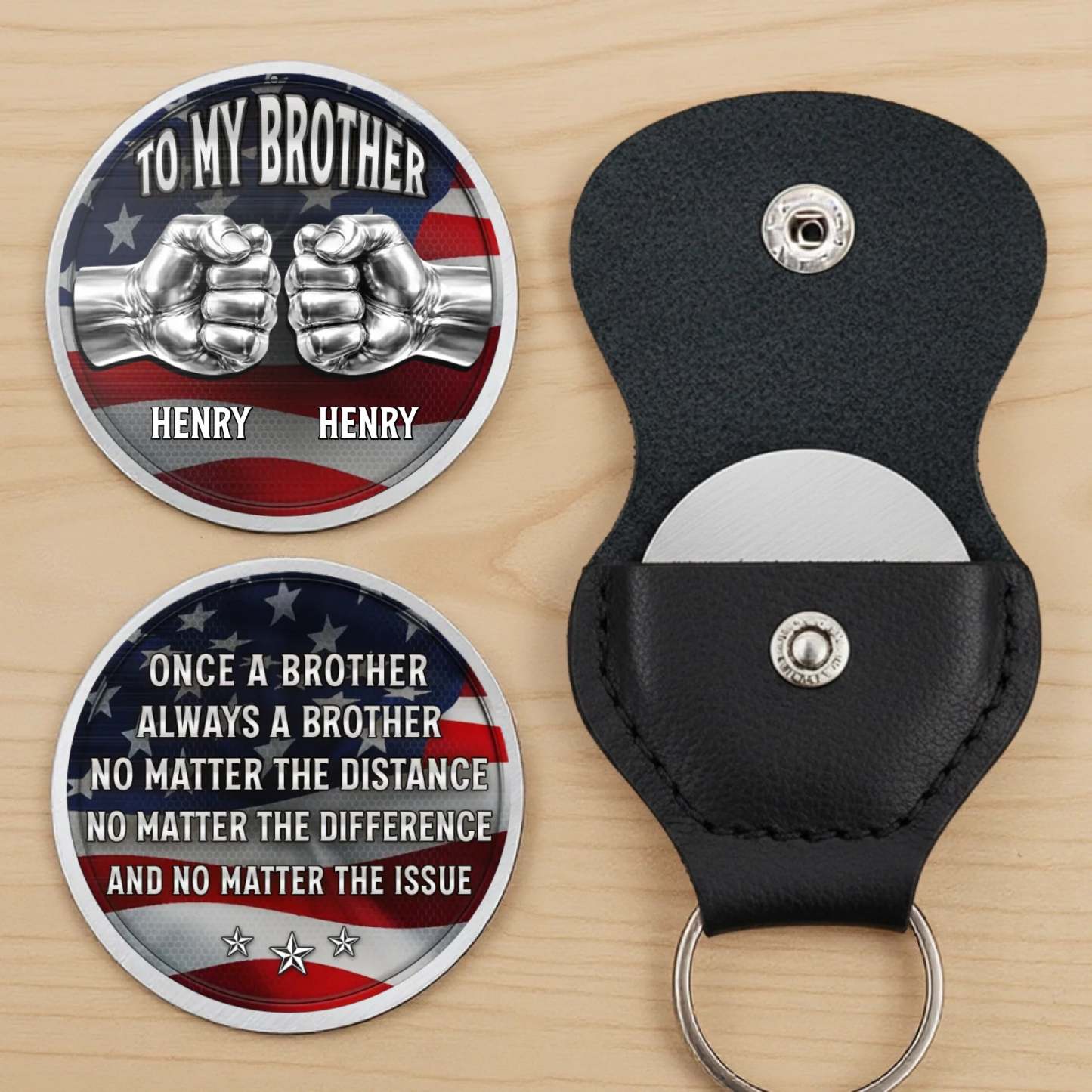 Custom Pocket Hug - Personalized America 250th Anniversary Gifts For Brother - Brotherhood Never Breaks