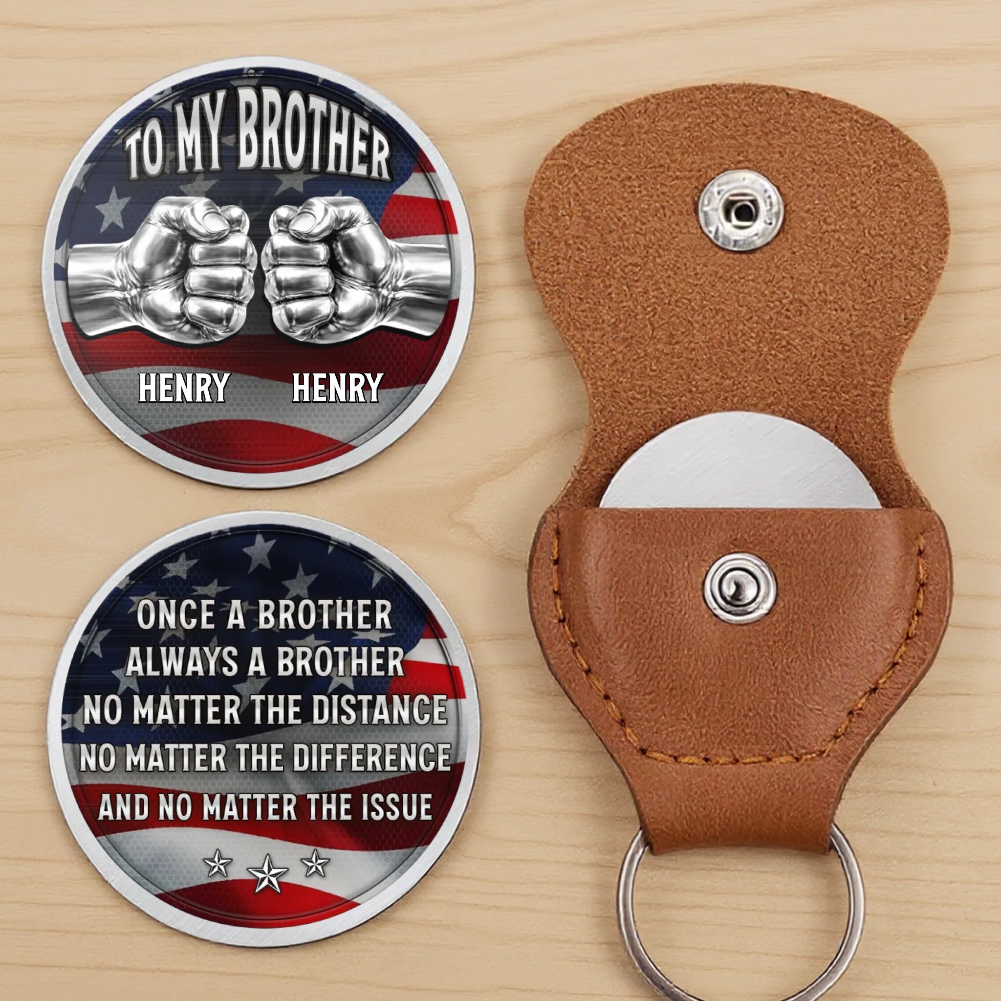 Custom Pocket Hug - Personalized America 250th Anniversary Gifts For Brother - Brotherhood Never Breaks