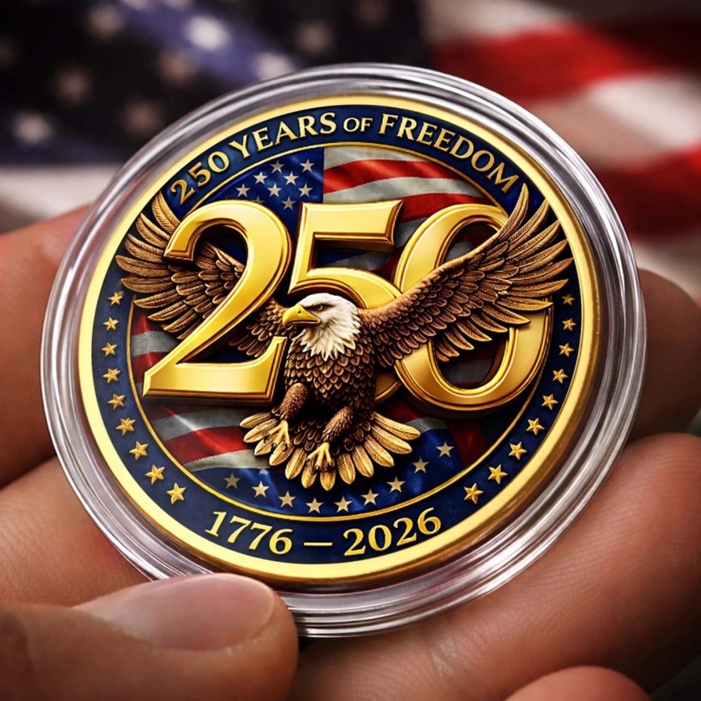 Commemorative Keepsake Coin - America 250th Anniversary Gifts For Women, Men - United By Freedom, Driven By Pride