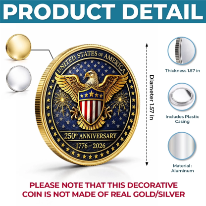 Commemorative Keepsake Coin - America 250th Anniversary Gifts For Women, Men - Celebrating Liberty Together