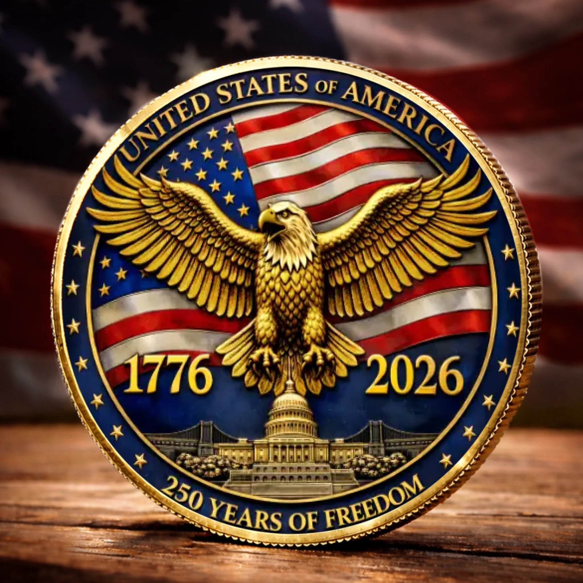 Commemorative Keepsake Coin - America 250th Anniversary Gifts For Women, Men - One Nation Strong And Free