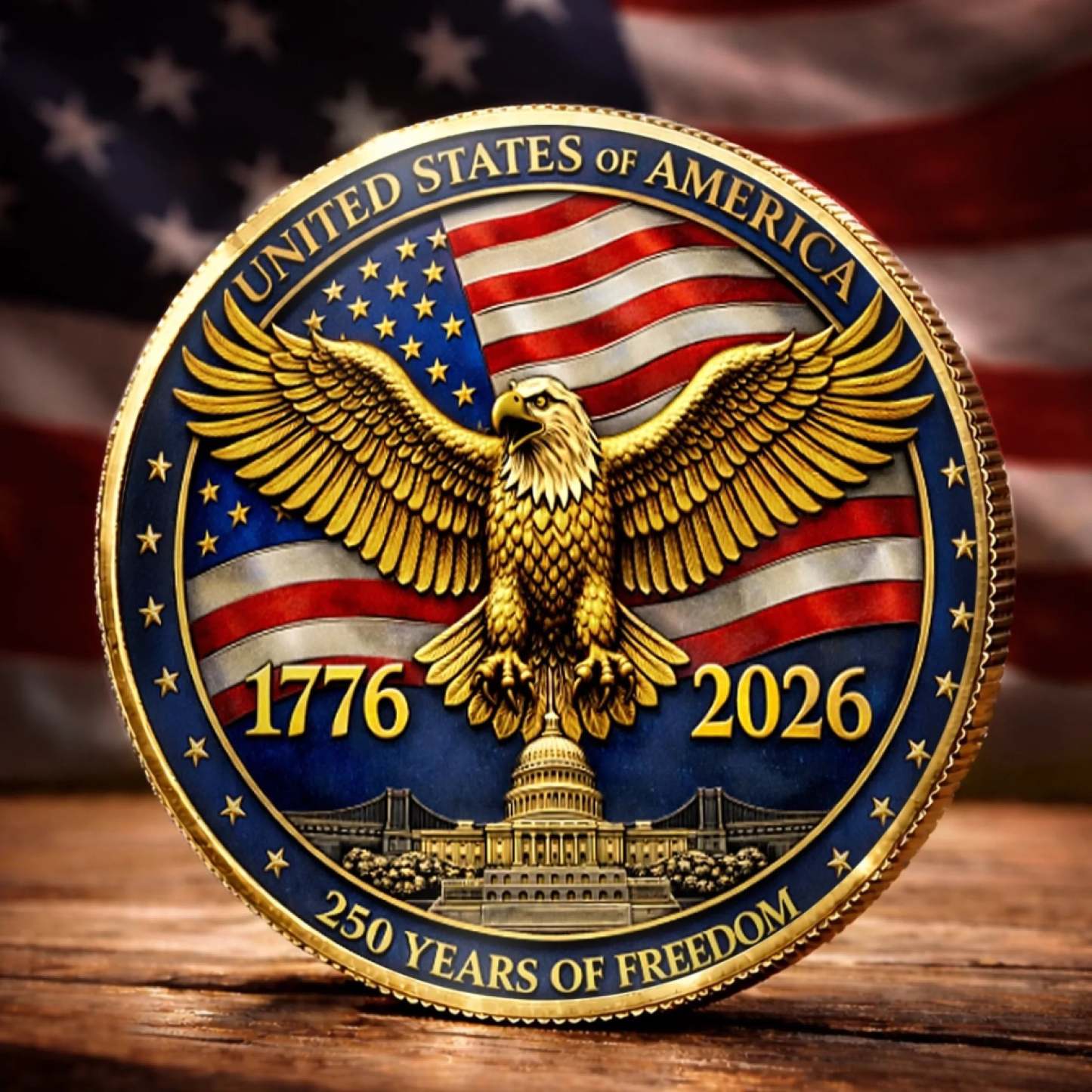 Commemorative Keepsake Coin - America 250th Anniversary Gifts For Women, Men - One Nation Strong And Free