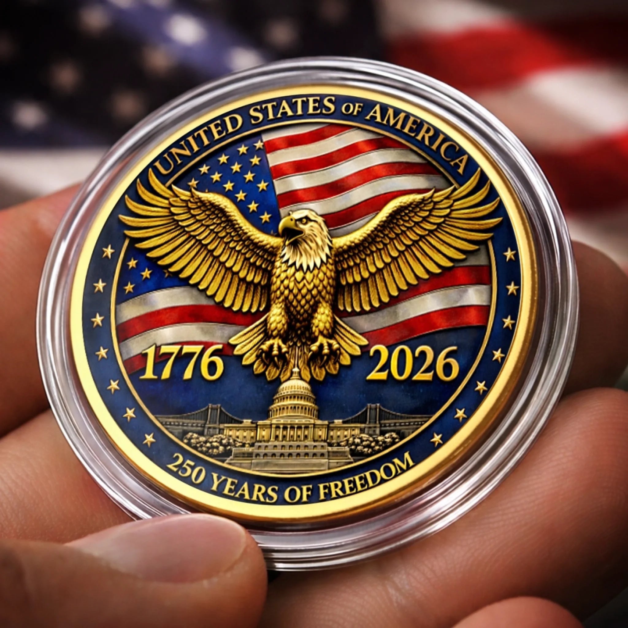 Commemorative Keepsake Coin - America 250th Anniversary Gifts For Women, Men - One Nation Strong And Free