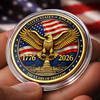 Commemorative Keepsake Coin - America 250th Anniversary Gifts For Women, Men - One Nation Strong And Free