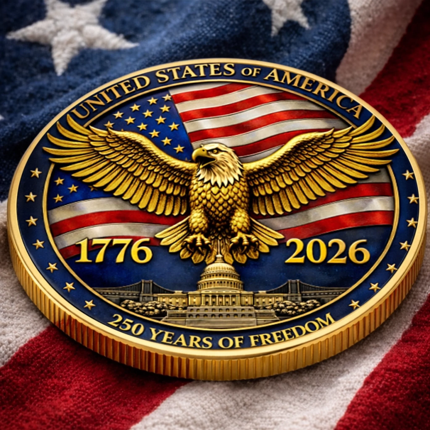 Commemorative Keepsake Coin - America 250th Anniversary Gifts For Women, Men - One Nation Strong And Free
