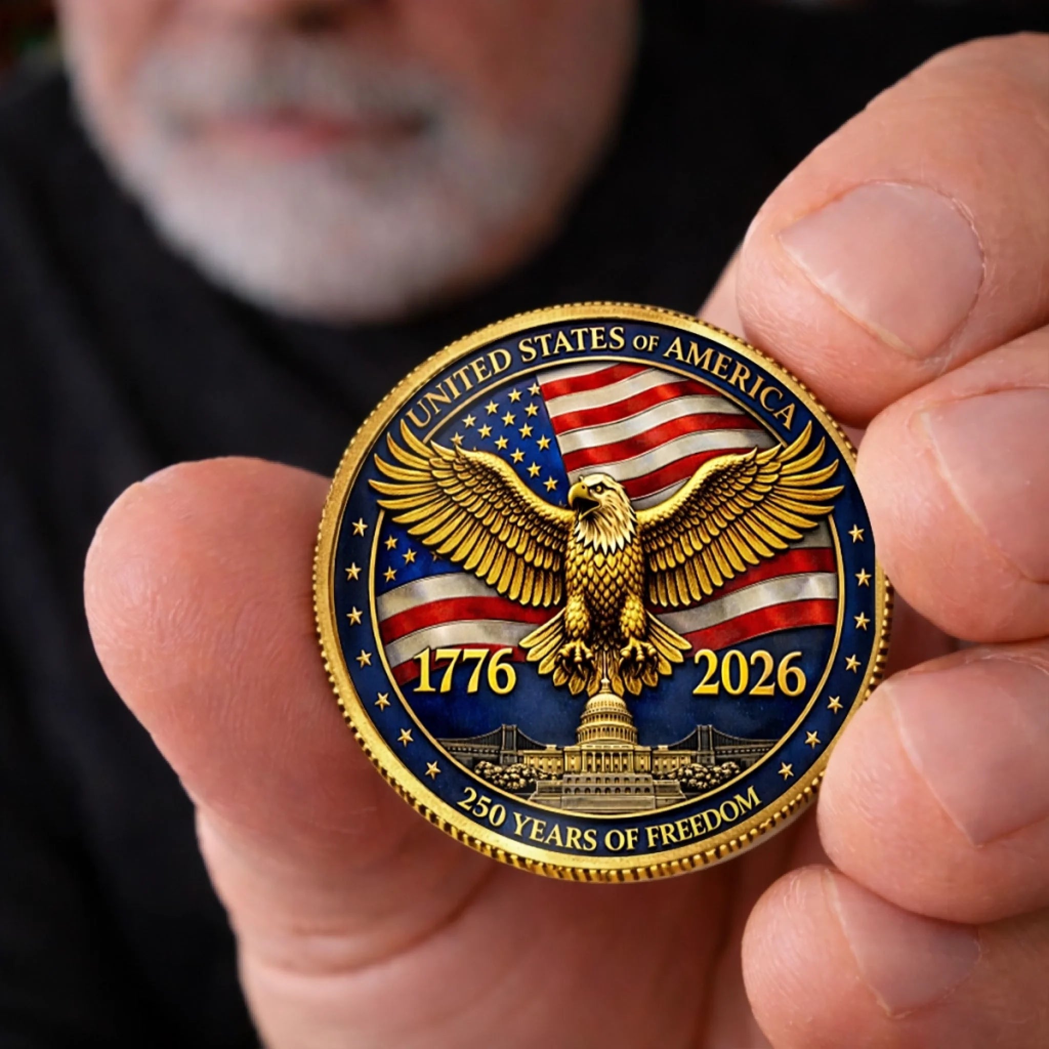 Commemorative Keepsake Coin - America 250th Anniversary Gifts For Women, Men - One Nation Strong And Free