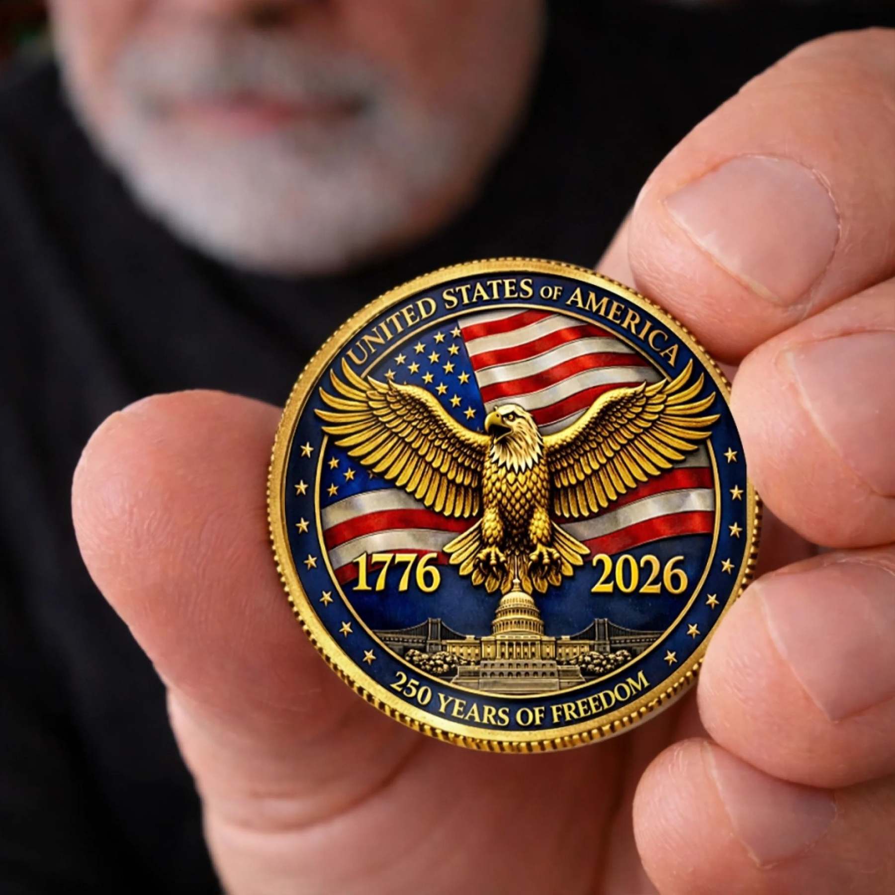 Commemorative Keepsake Coin - America 250th Anniversary Gifts For Women, Men - One Nation Strong And Free