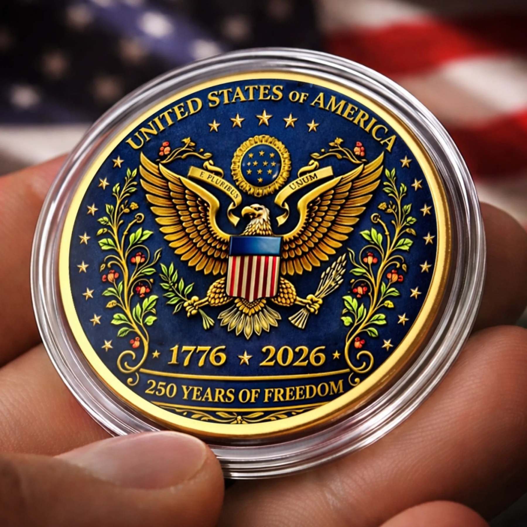 Commemorative Keepsake Coin - America 250th Anniversary Gifts For Women, Men - Strong Roots Bright Future