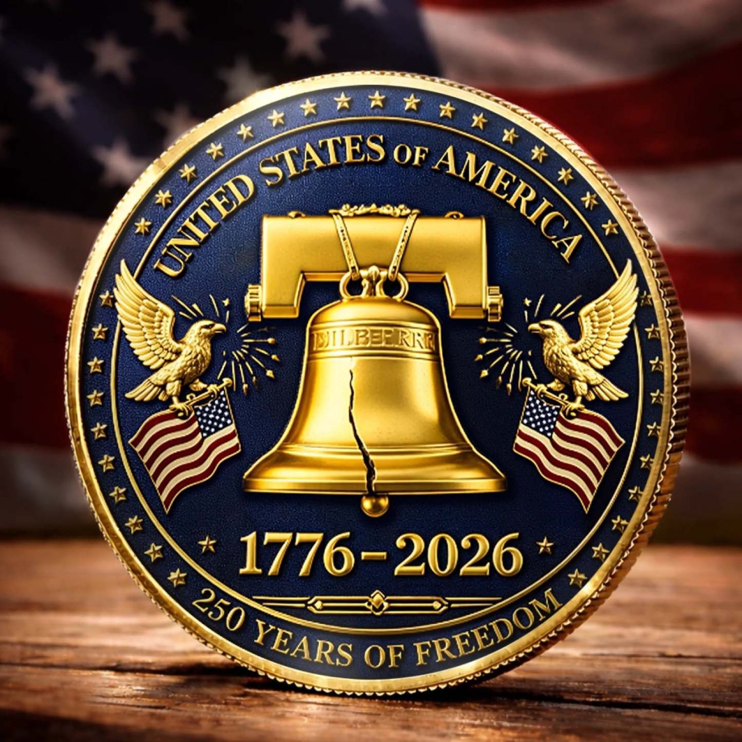 Commemorative Keepsake Coin - America 250th Anniversary Gifts For Women, Men - Freedom Rings Loud And Proud