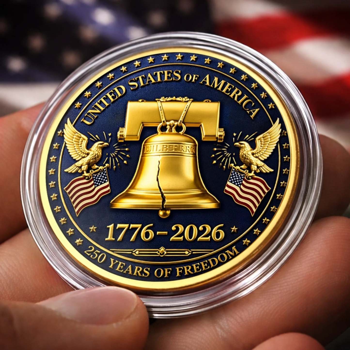 Commemorative Keepsake Coin - America 250th Anniversary Gifts For Women, Men - Freedom Rings Loud And Proud