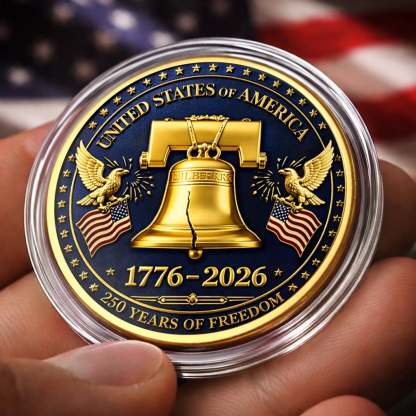 Commemorative Keepsake Coin - America 250th Anniversary Gifts For Women, Men - Freedom Rings Loud And Proud
