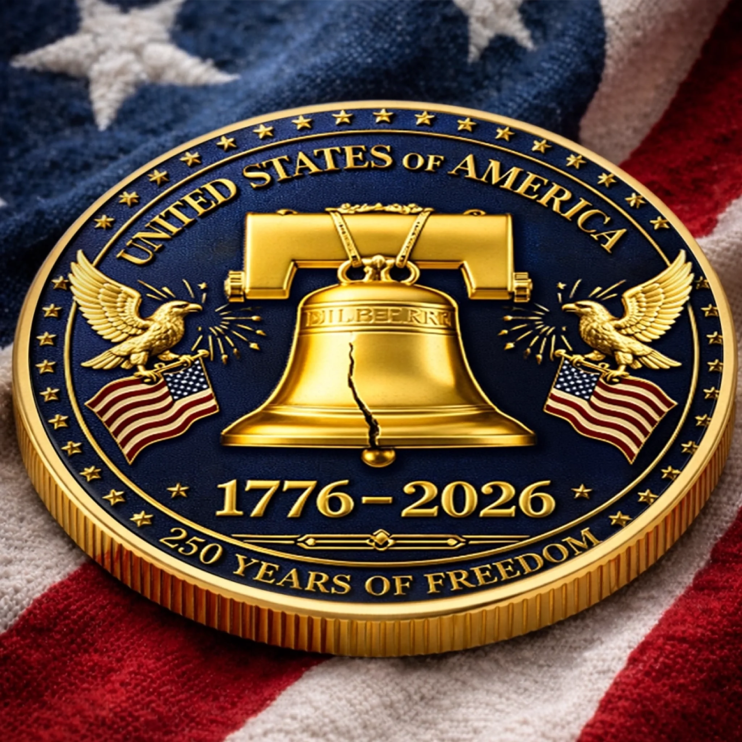 Commemorative Keepsake Coin - America 250th Anniversary Gifts For Women, Men - Freedom Rings Loud And Proud