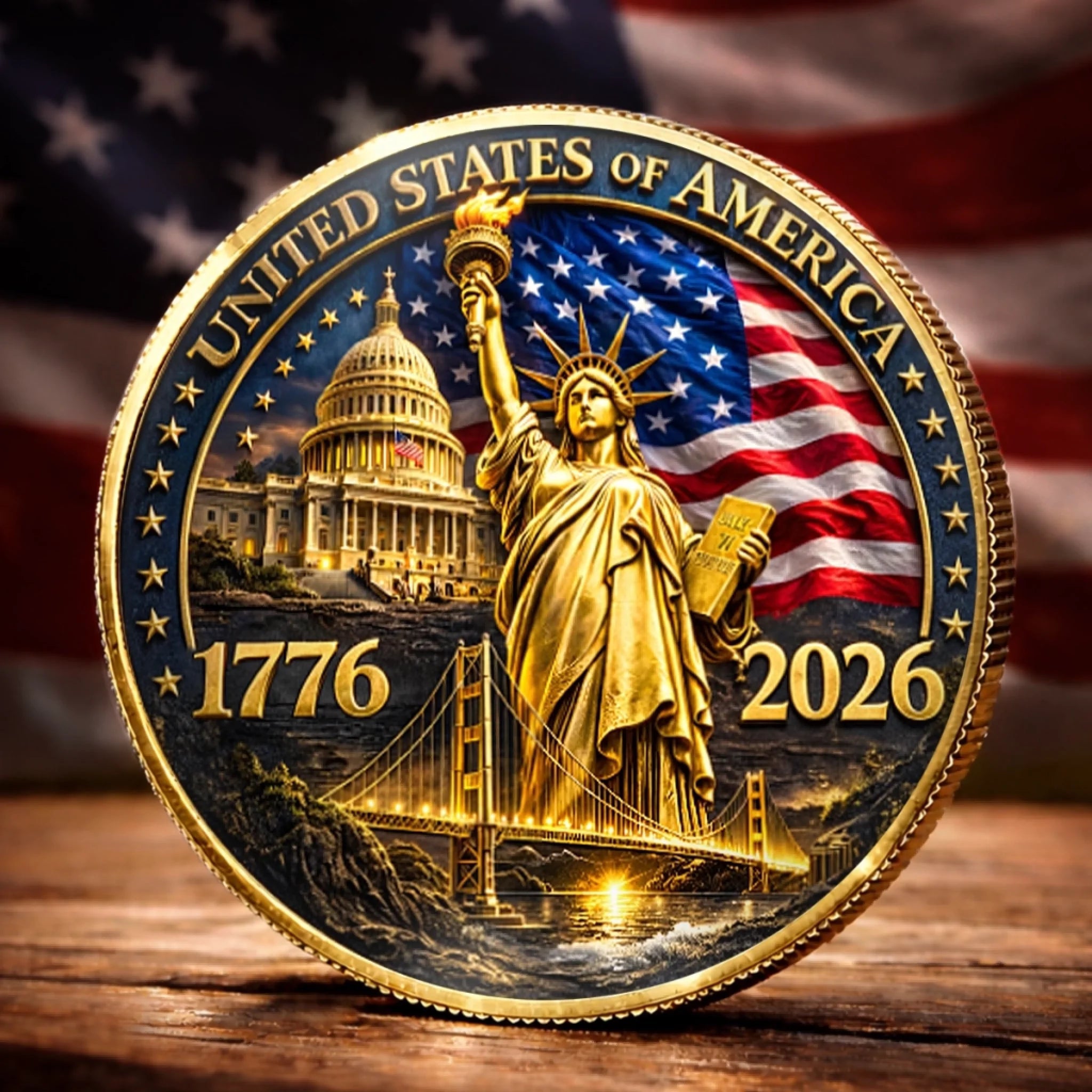 Commemorative Keepsake Coin - America 250th Anniversary Gifts For Women, Men - United By Courage, Bound By Honor