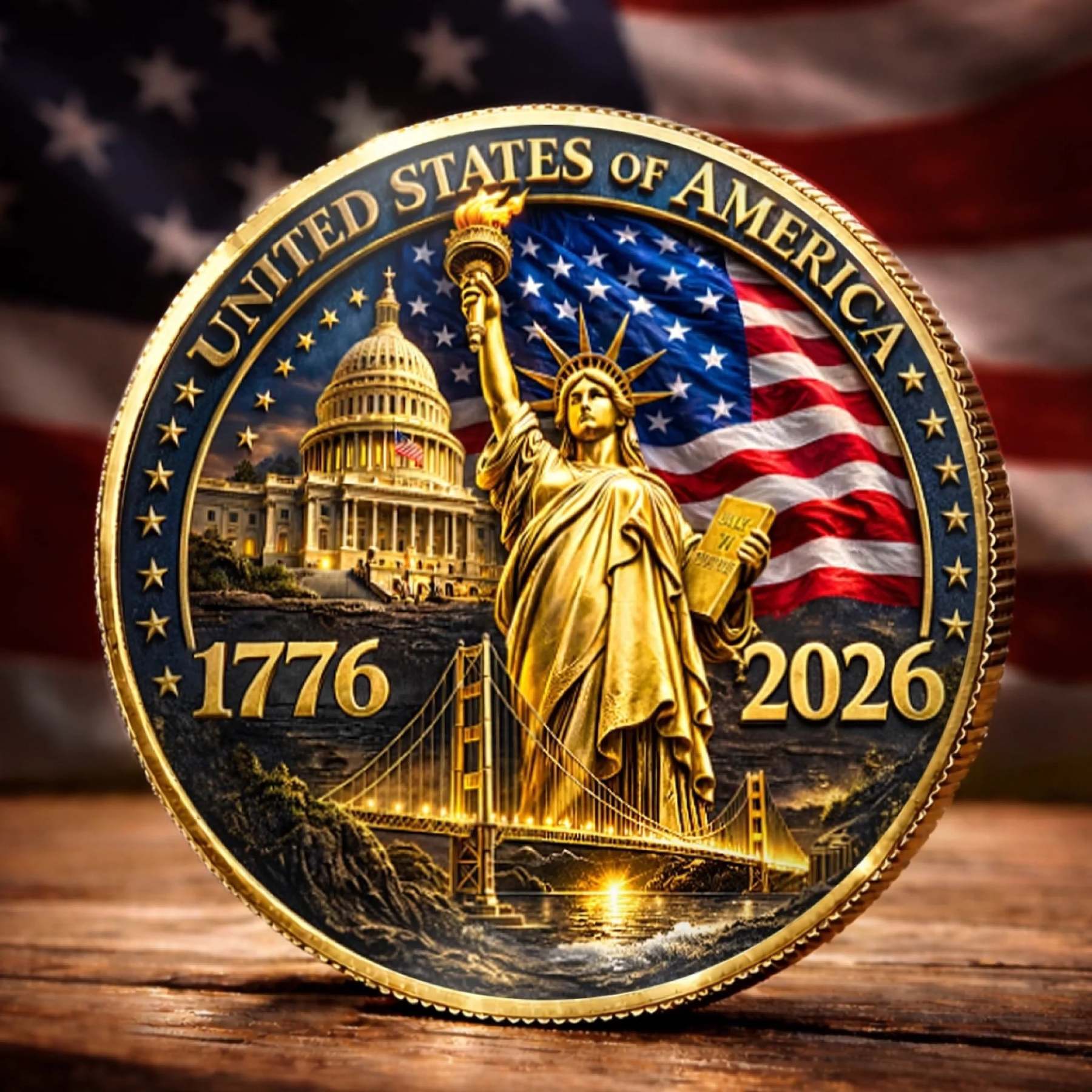 Commemorative Keepsake Coin - America 250th Anniversary Gifts For Women, Men - United By Courage, Bound By Honor