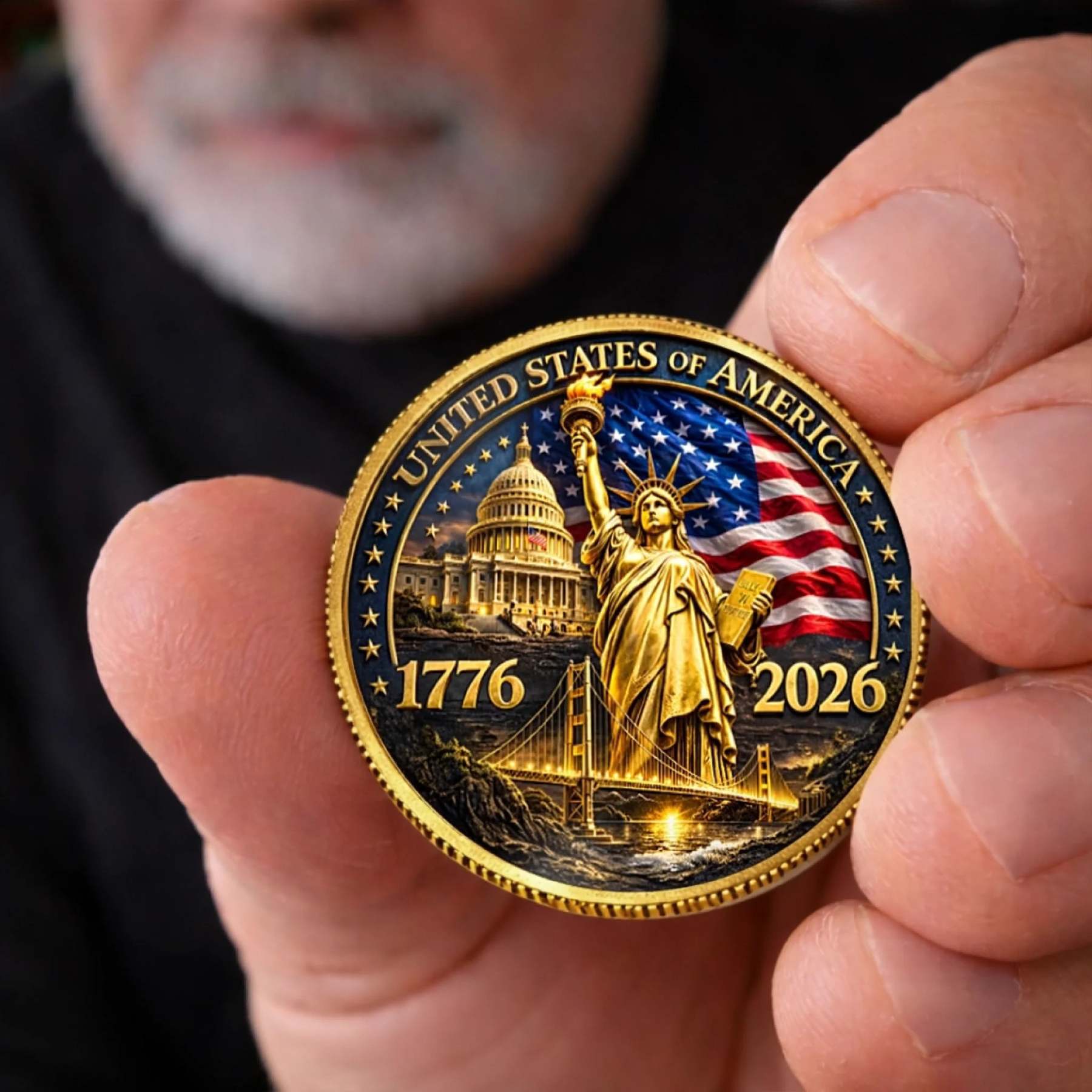Commemorative Keepsake Coin - America 250th Anniversary Gifts For Women, Men - United In Courage And Glory