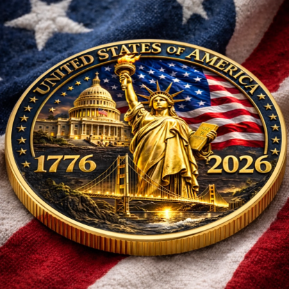 Commemorative Keepsake Coin - America 250th Anniversary Gifts For Women, Men - United In Courage And Glory