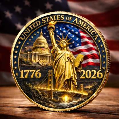 Commemorative Keepsake Coin - America 250th Anniversary Gifts For Women, Men - United In Courage And Glory