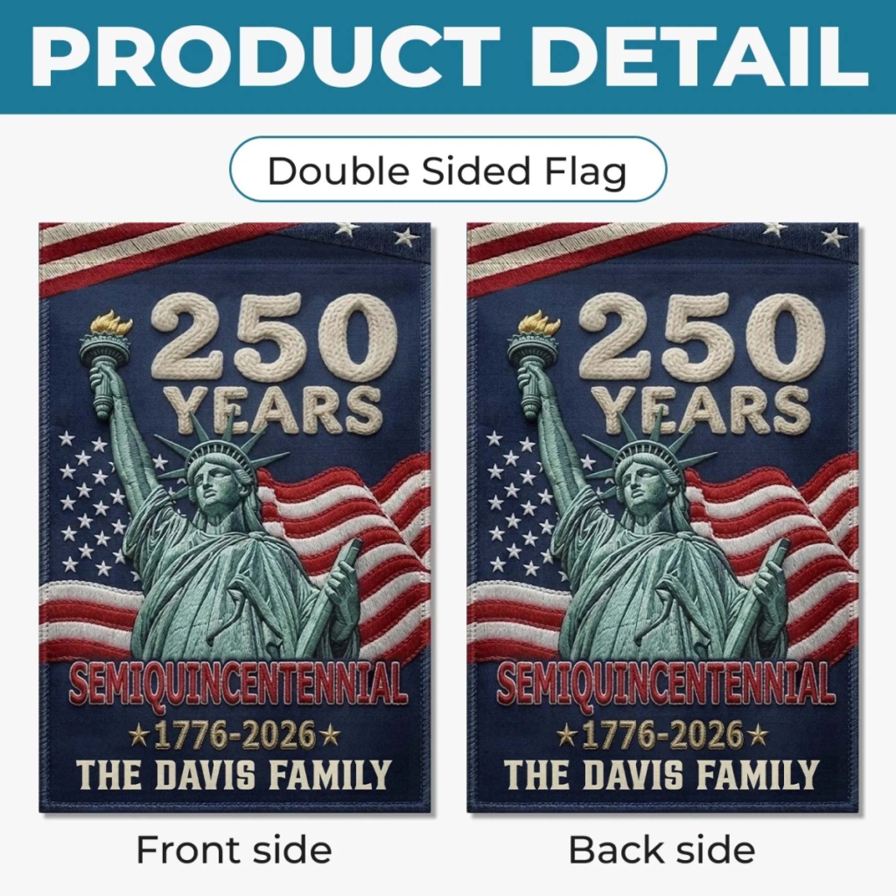 Custom Flag - Personalized America 250th Anniversary Gifts For Mom, Dad, Brother, Sister, Kids - Legacy Of Freedom And Unity