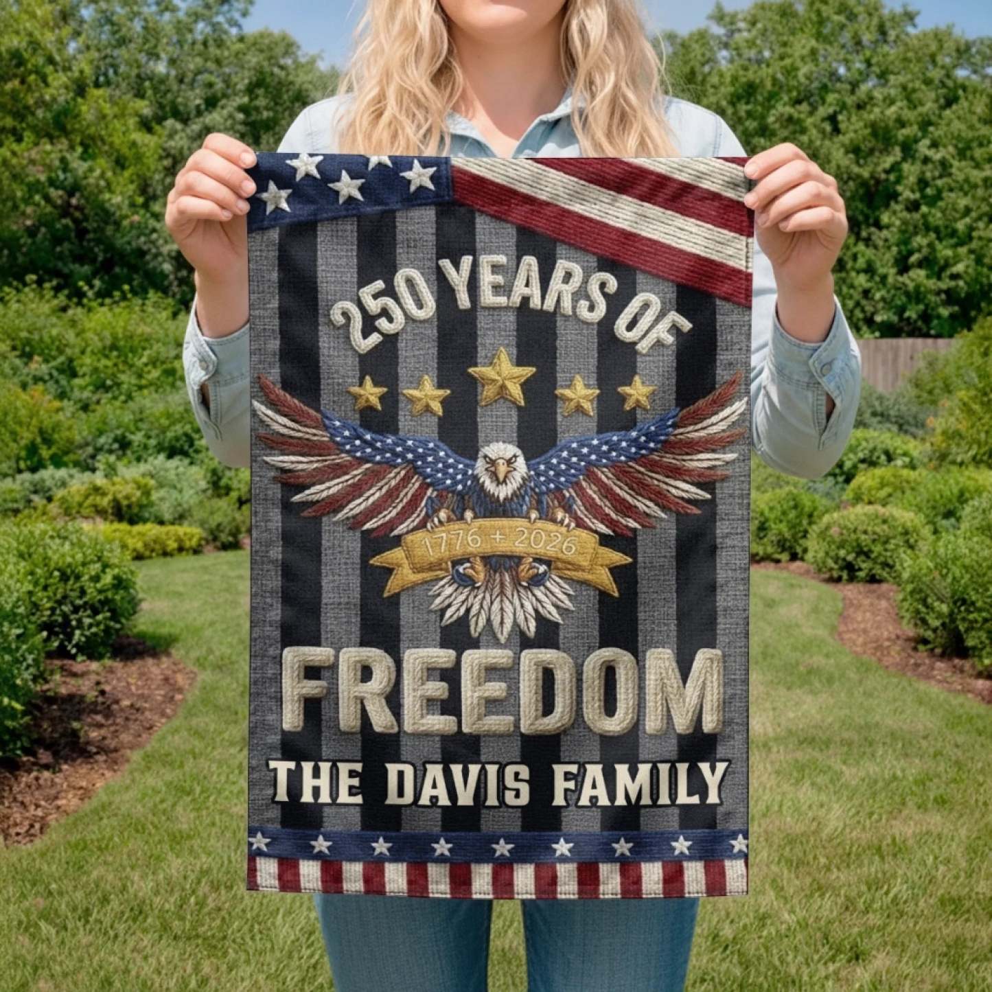 Custom Flag - Personalized America 250th Anniversary Gifts For Mom, Dad, Brother, Sister, Kids - United By History And Hope