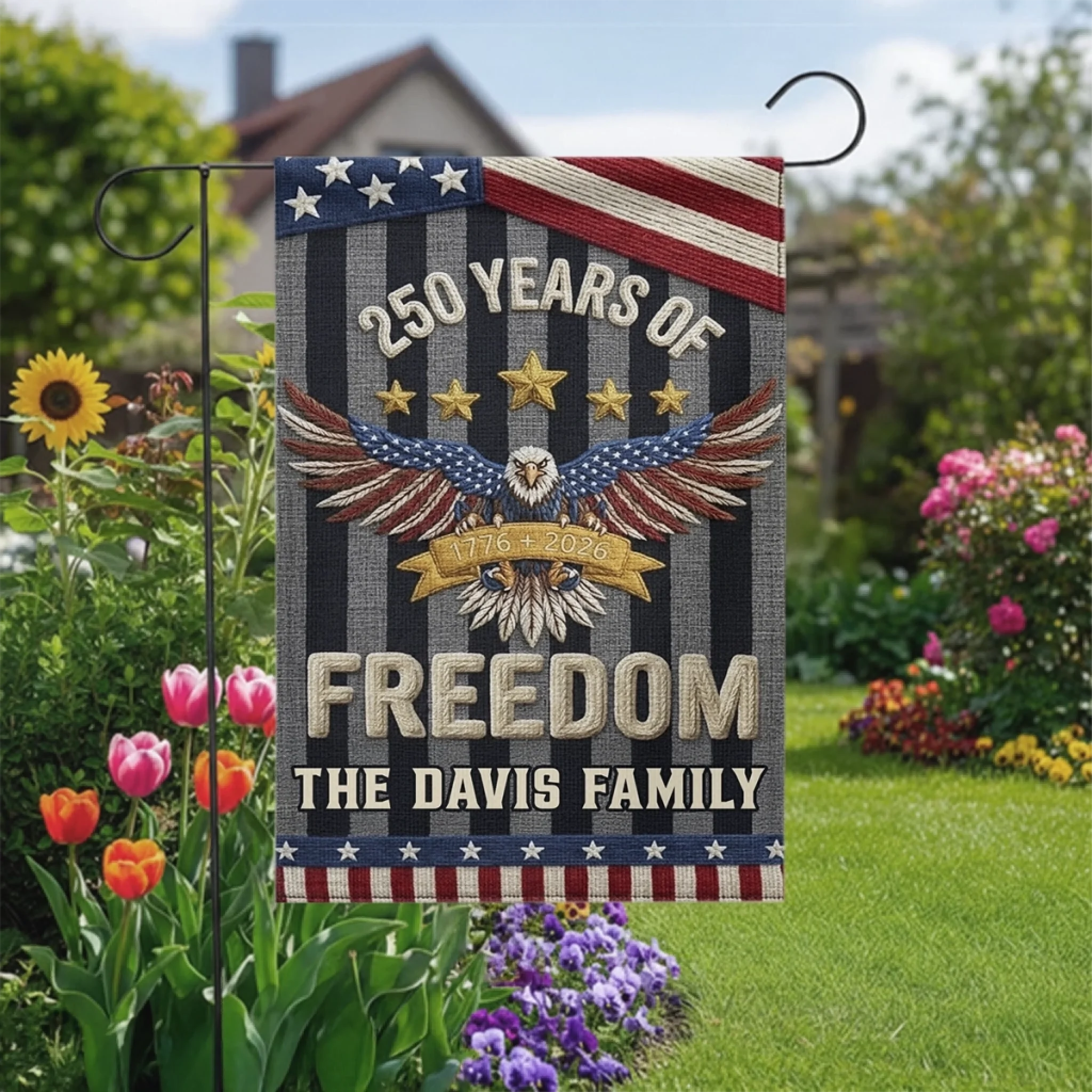 Custom Flag - Personalized America 250th Anniversary Gifts For Mom, Dad, Brother, Sister, Kids - United By History And Hope