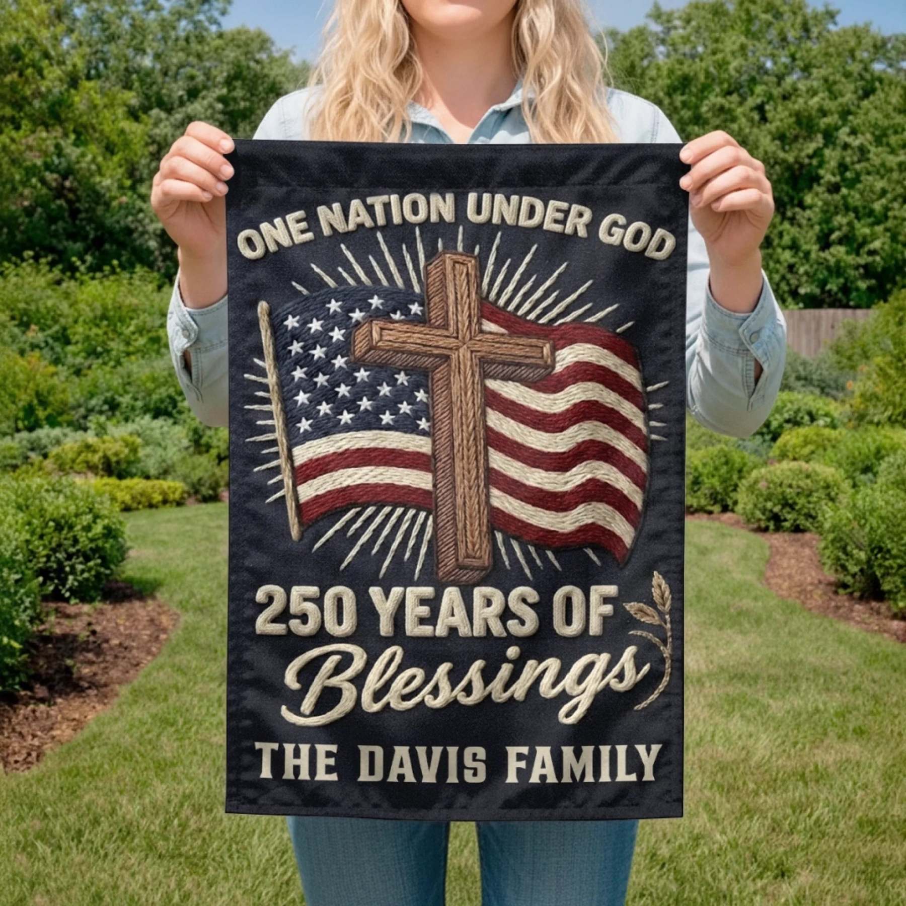 Custom Flag - Personalized America 250th Anniversary Gifts For Mom, Dad, Brother, Sister, Kids - Stars Shine With Pride