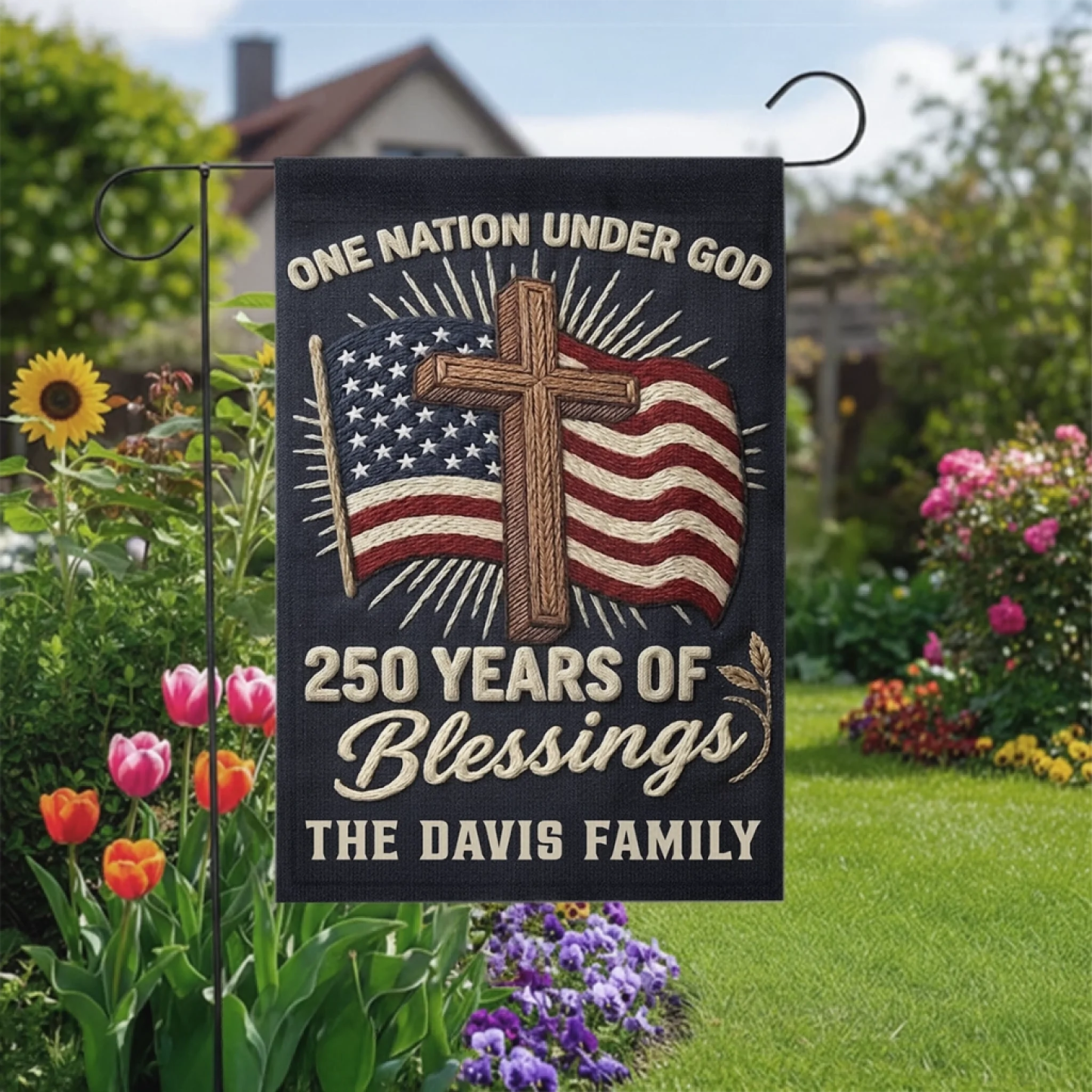 Custom Flag - Personalized America 250th Anniversary Gifts For Mom, Dad, Brother, Sister, Kids - Stars Shine With Pride