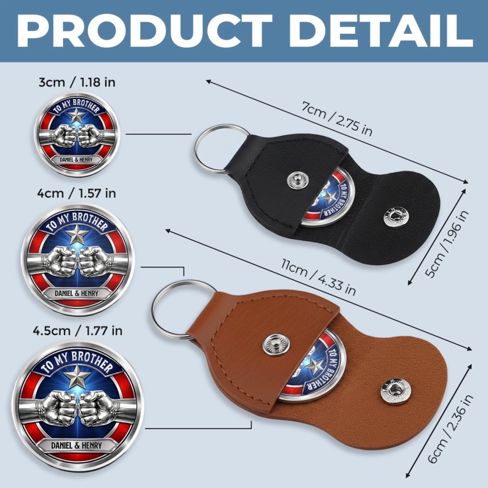 Custom Pocket Hug - Personalized America 250th Anniversary Gifts For Brother - One Soul, Two Brothers