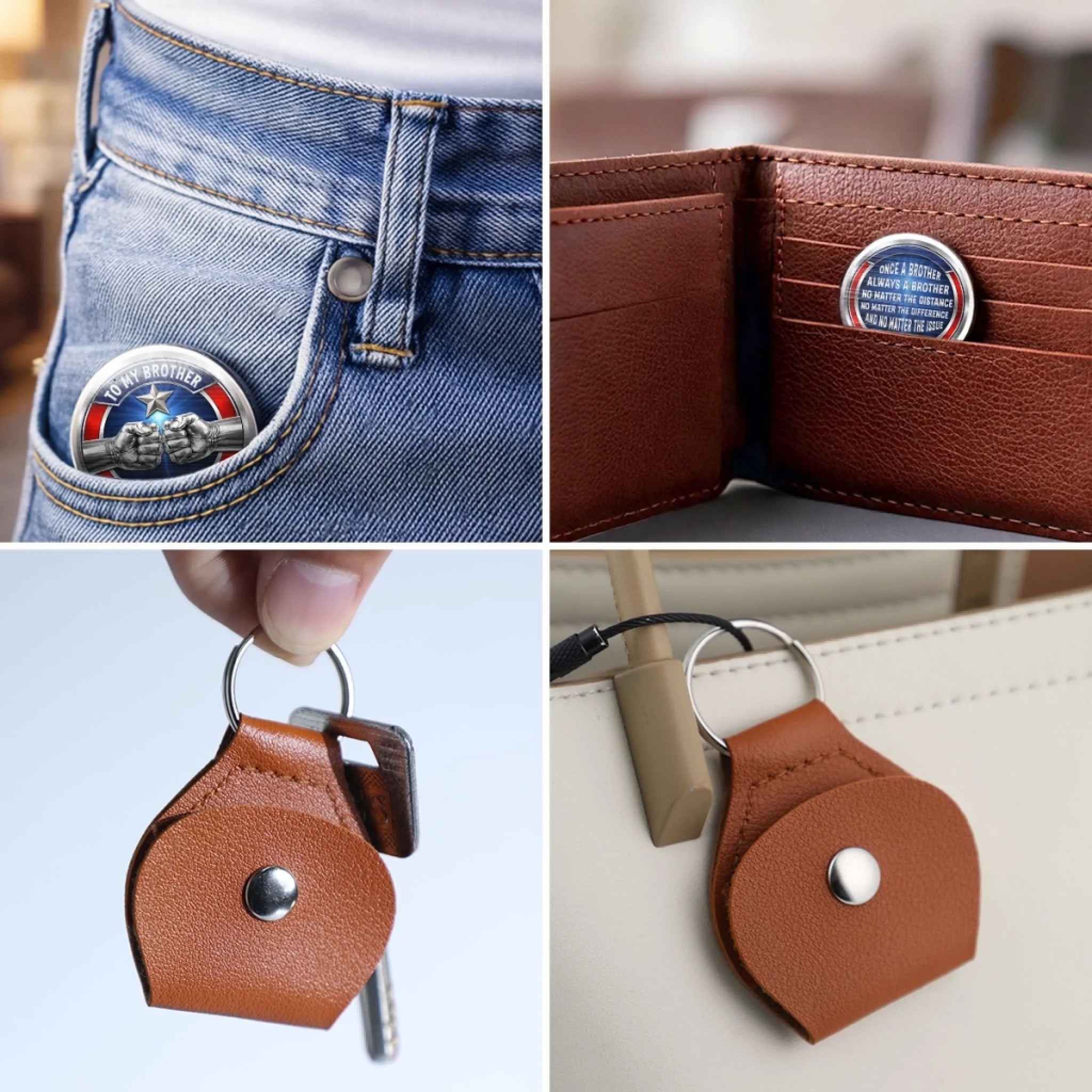 Custom Pocket Hug - Personalized America 250th Anniversary Gifts For Brother - One Soul, Two Brothers