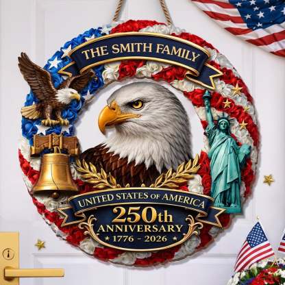 Custom Wood Sign - Personalized America 250th Anniversary Gifts For Mom, Dad, Brother, Sister, Kids - Freedom On Wheels