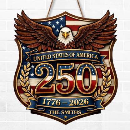 Custom Wood Sign - Personalized America 250th Anniversary Gifts For Mom, Dad, Brother, Sister, Kids - Family Holds Us Together