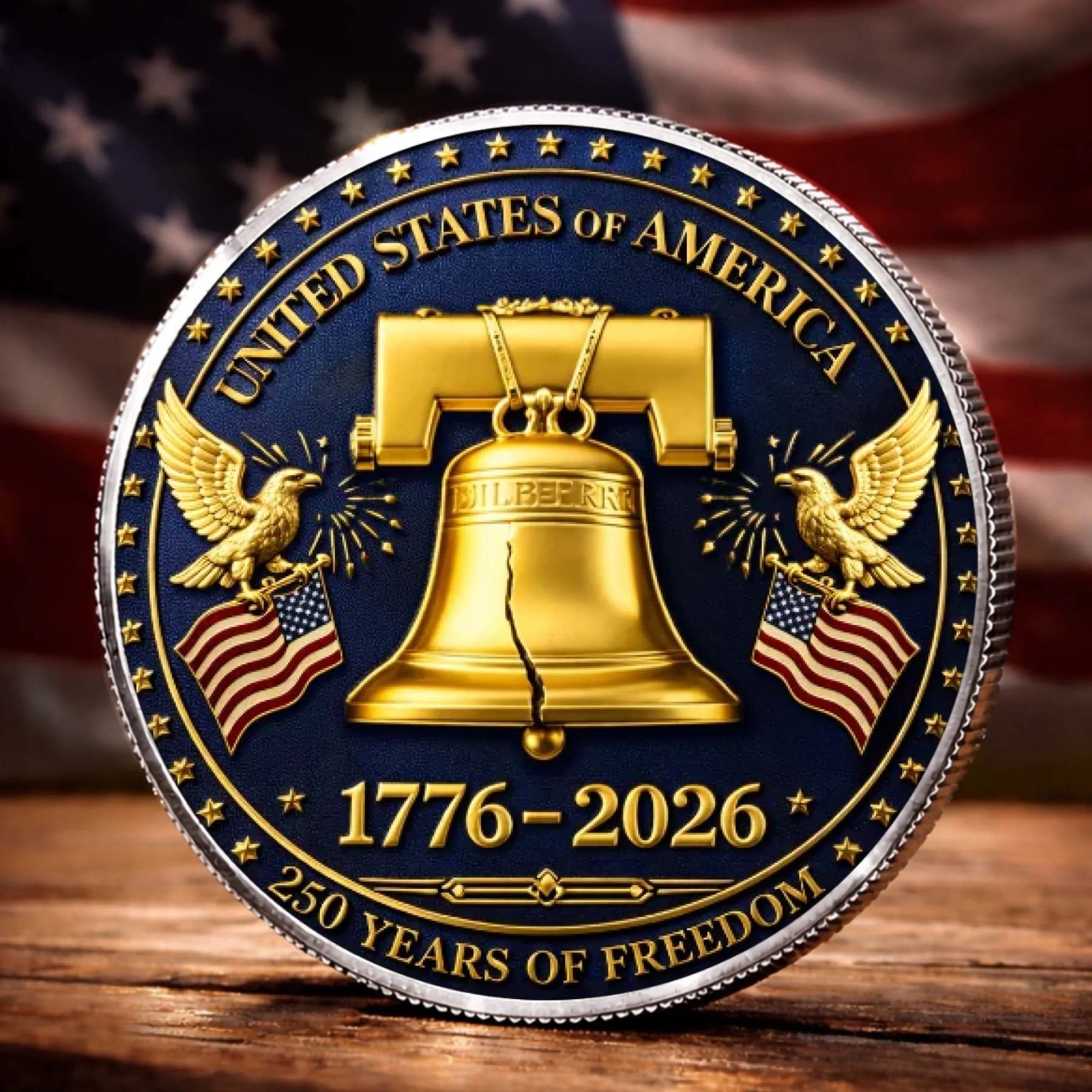 Commemorative Keepsake Coin - America 250th Anniversary Gifts For Women, Men - Freedom Sounds Strong