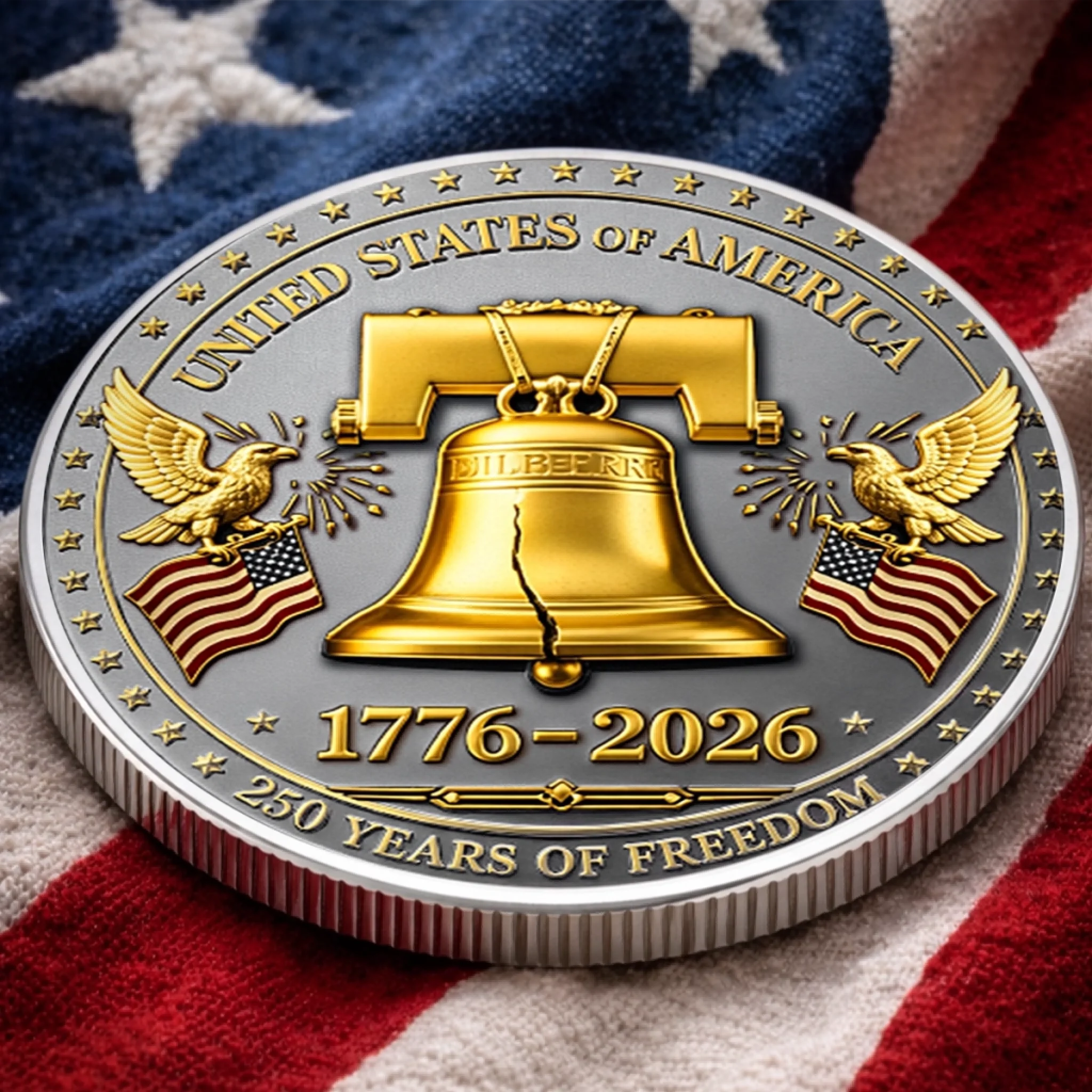 Commemorative Keepsake Coin - America 250th Anniversary Gifts For Women, Men - Freedom Sounds Strong