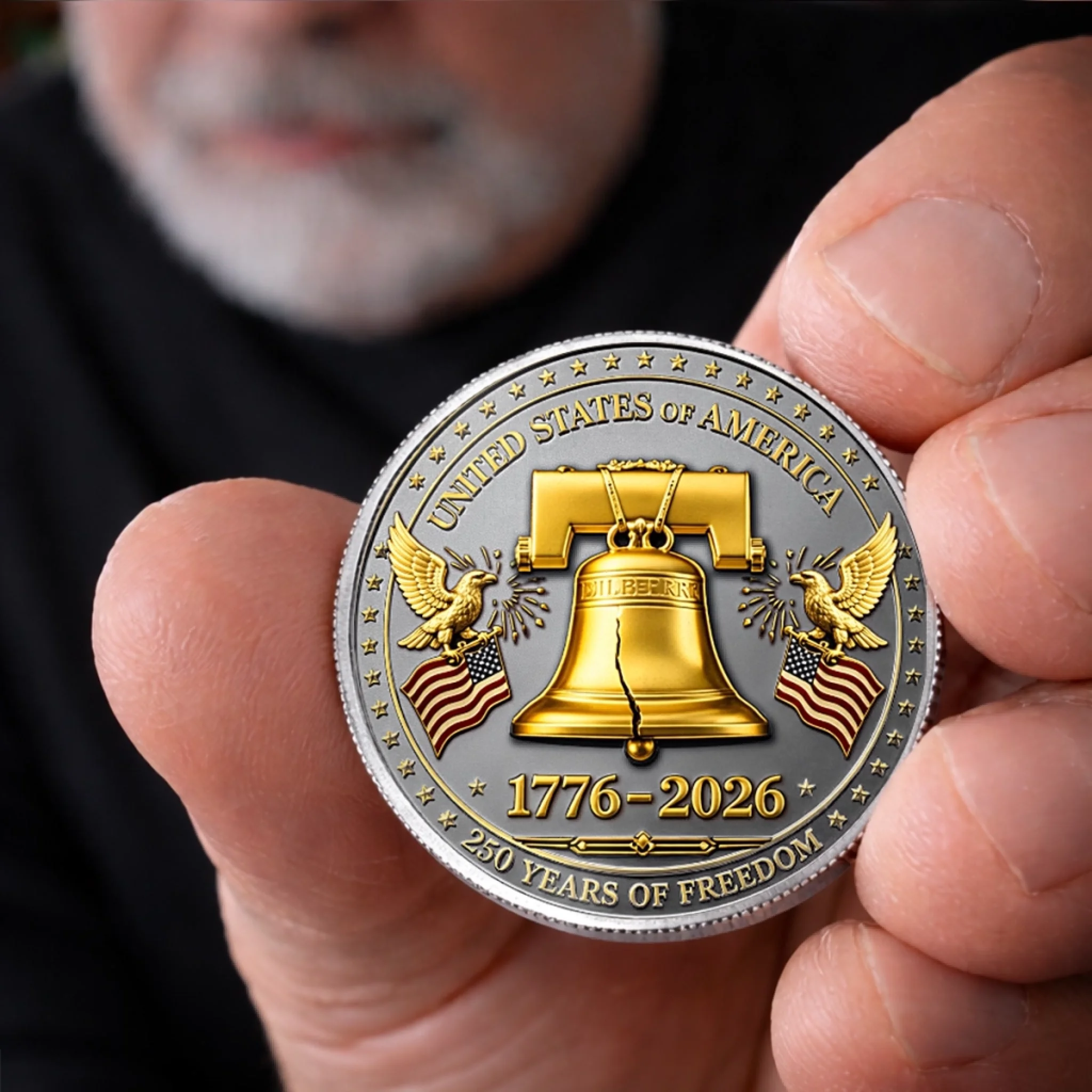 Commemorative Keepsake Coin - America 250th Anniversary Gifts For Women, Men - Freedom Sounds Strong