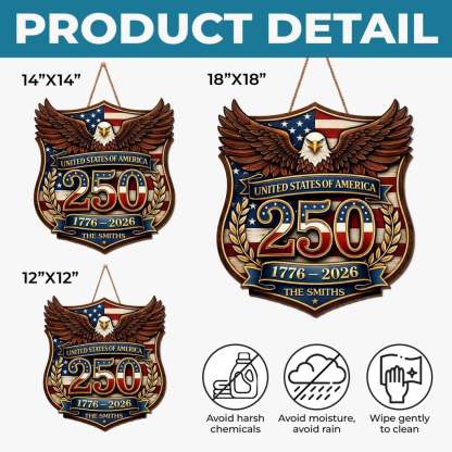Custom Wood Sign - Personalized America 250th Anniversary Gifts For Mom, Dad, Brother, Sister, Kids - Family Holds Us Together