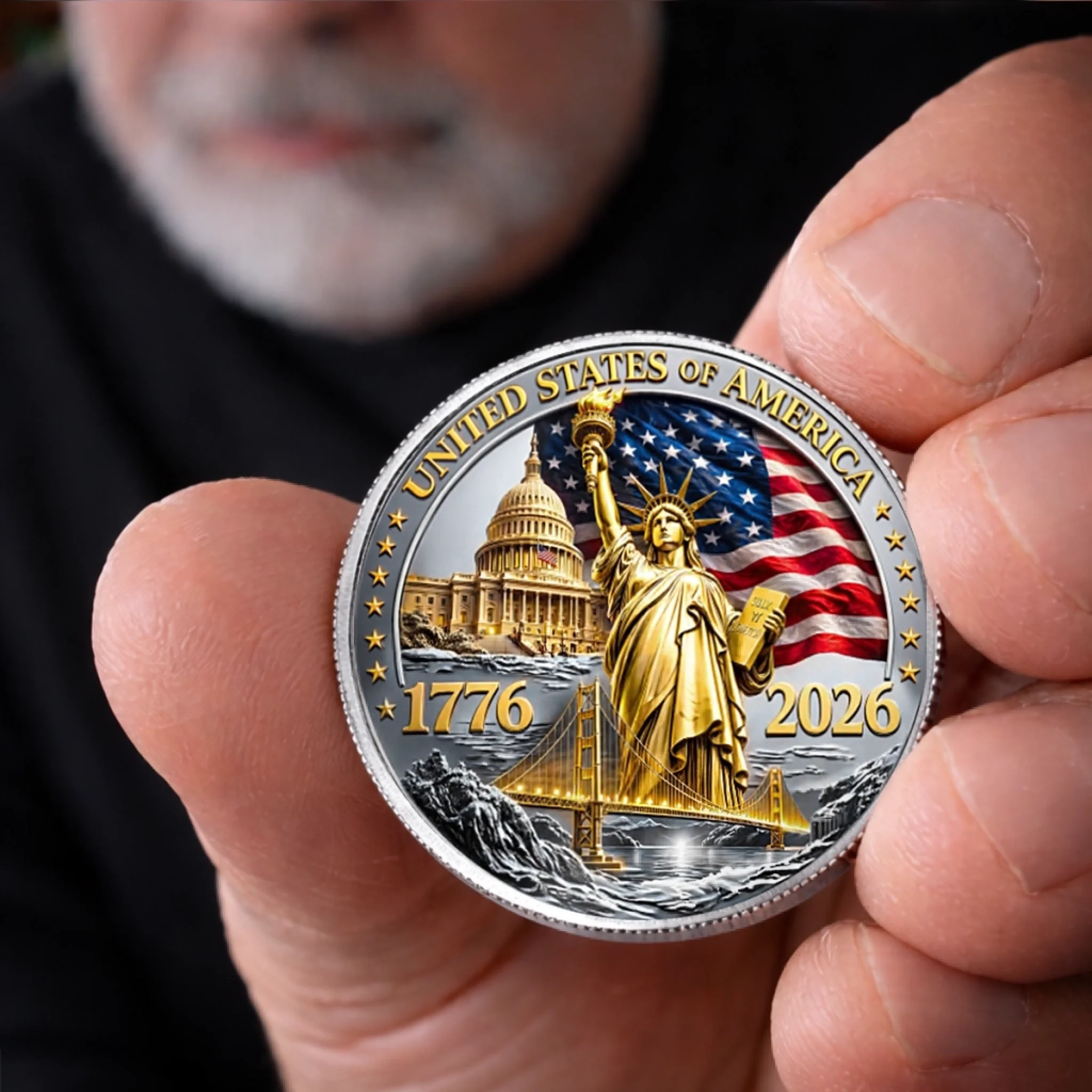 Commemorative Keepsake Coin - America 250th Anniversary Gifts For Women, Men - United By Courage, Bound By Honor