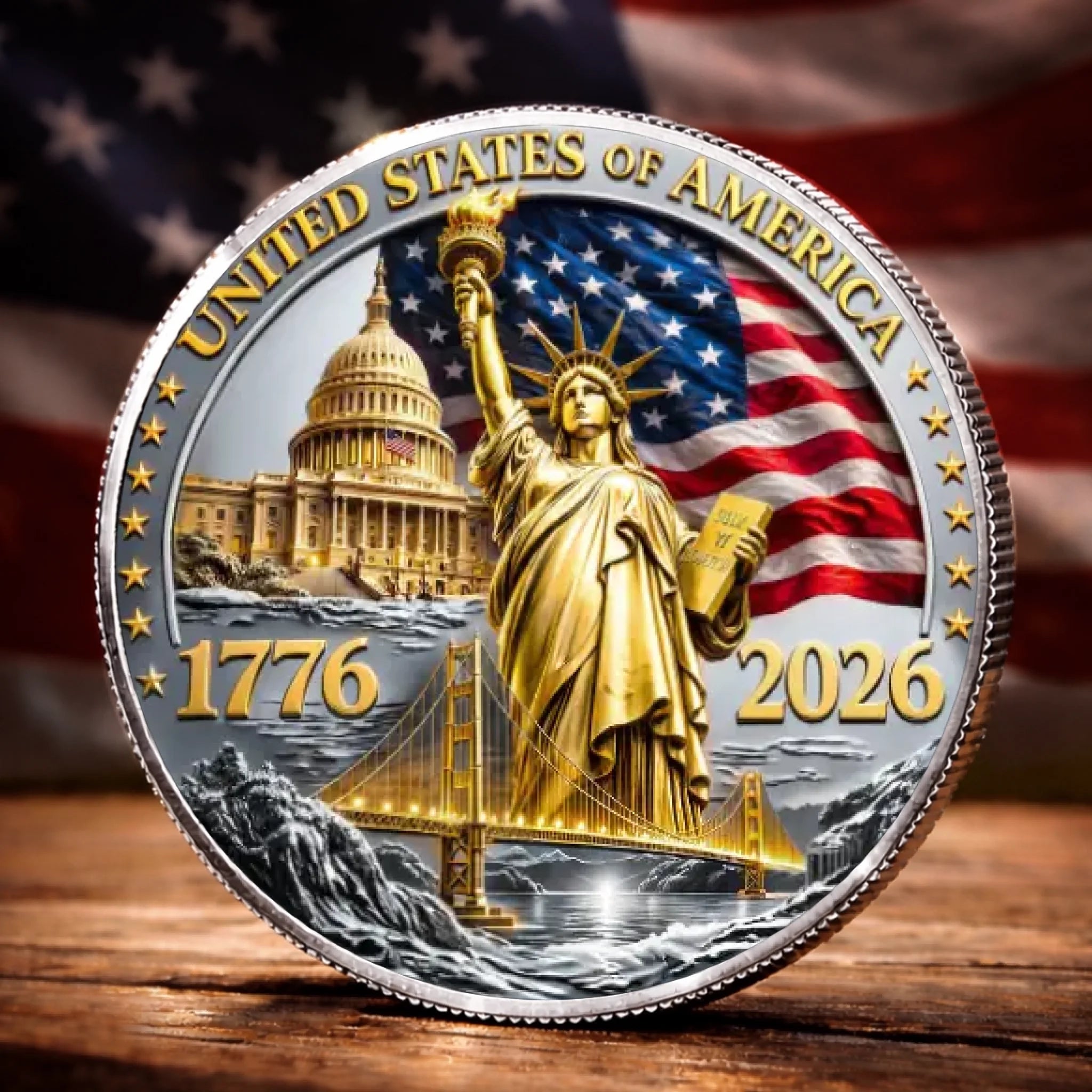 Commemorative Keepsake Coin - America 250th Anniversary Gifts For Women, Men - United By Courage, Bound By Honor