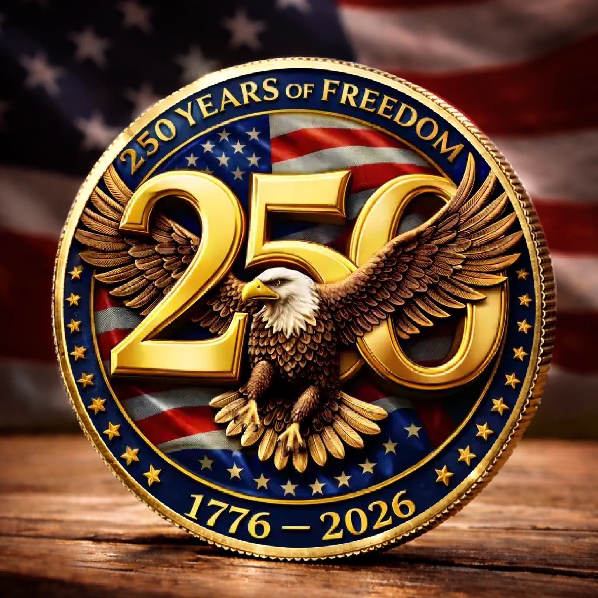 Commemorative Keepsake Coin - America 250th Anniversary Gifts For Women, Men - United By Freedom, Driven By Pride
