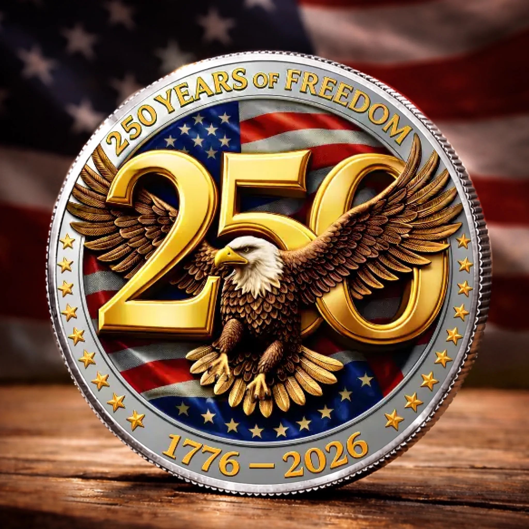 Commemorative Keepsake Coin - America 250th Anniversary Gifts For Women, Men - United By Freedom, Driven By Pride