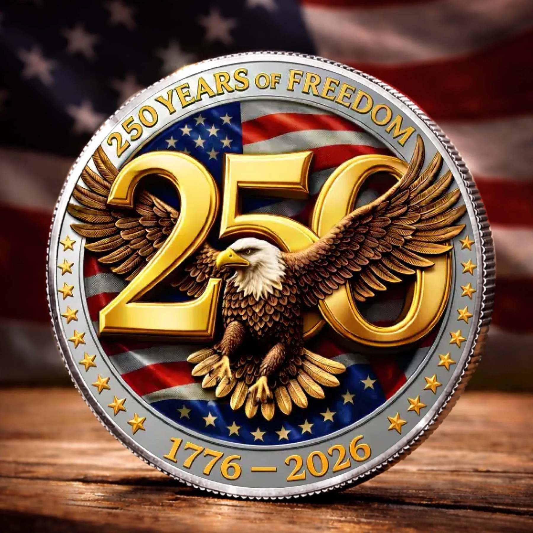 Commemorative Keepsake Coin - America 250th Anniversary Gifts For Women, Men - United By Freedom, Driven By Pride