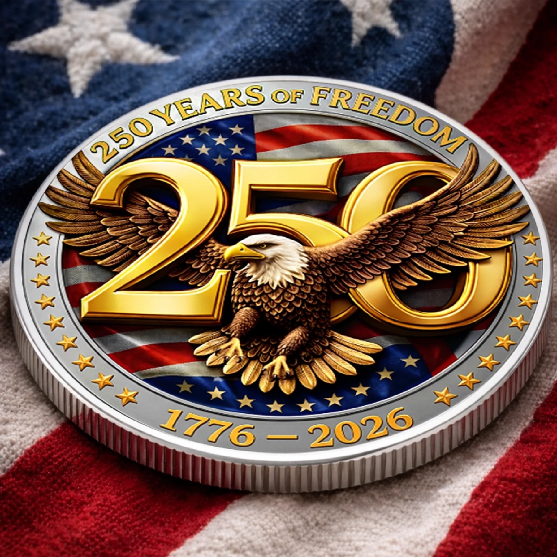 Commemorative Keepsake Coin - America 250th Anniversary Gifts For Women, Men - United By Freedom, Driven By Pride