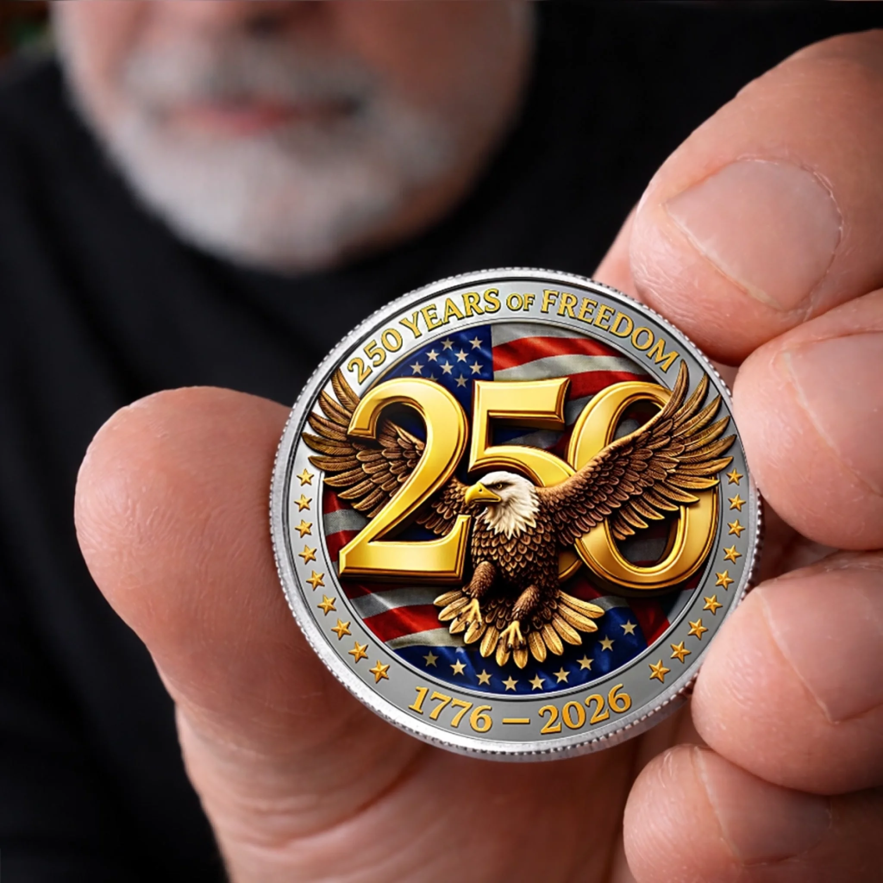 Commemorative Keepsake Coin - America 250th Anniversary Gifts For Women, Men - United By Freedom, Driven By Pride