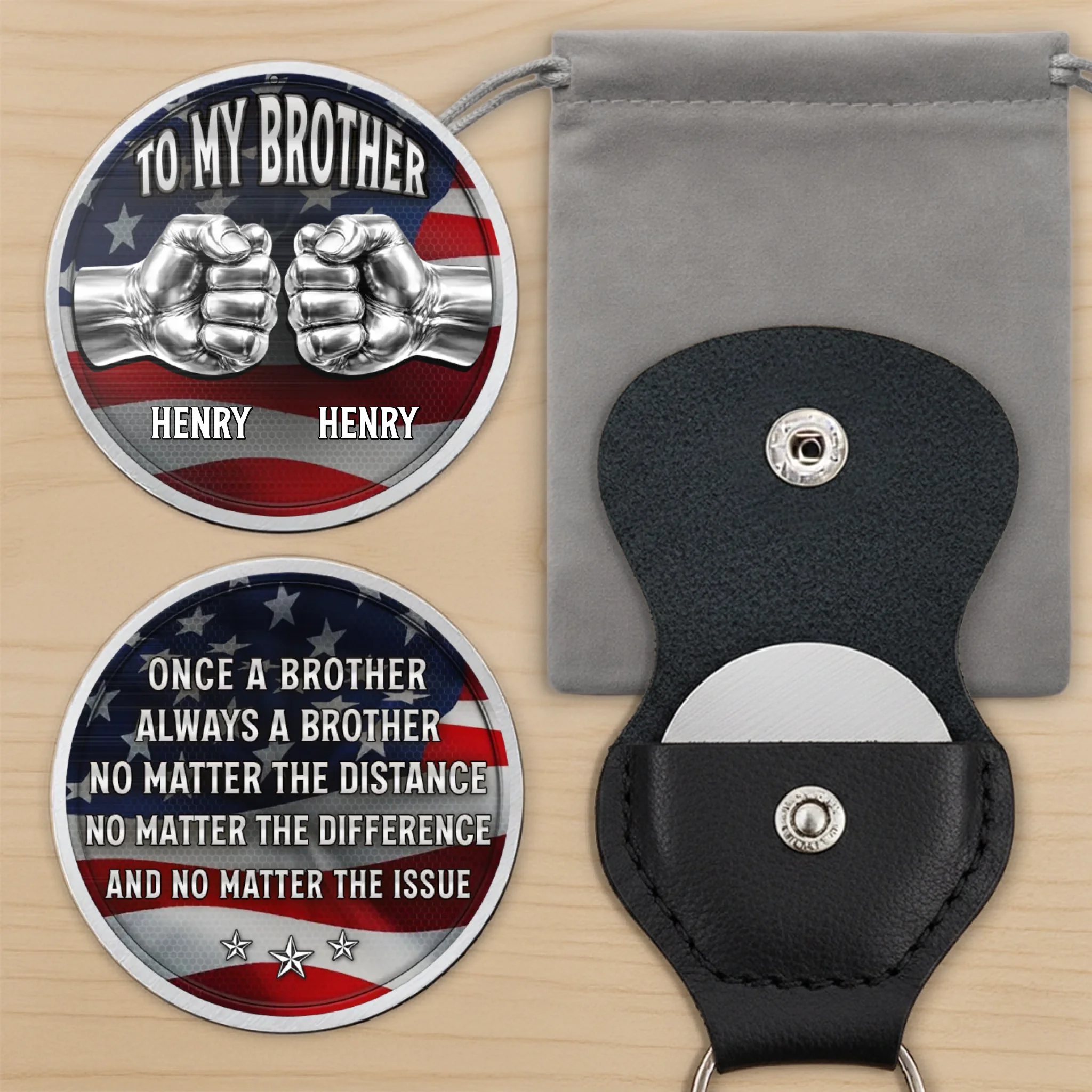 Custom Pocket Hug - Personalized America 250th Anniversary Gifts For Brother - Brotherhood That Never Breaks