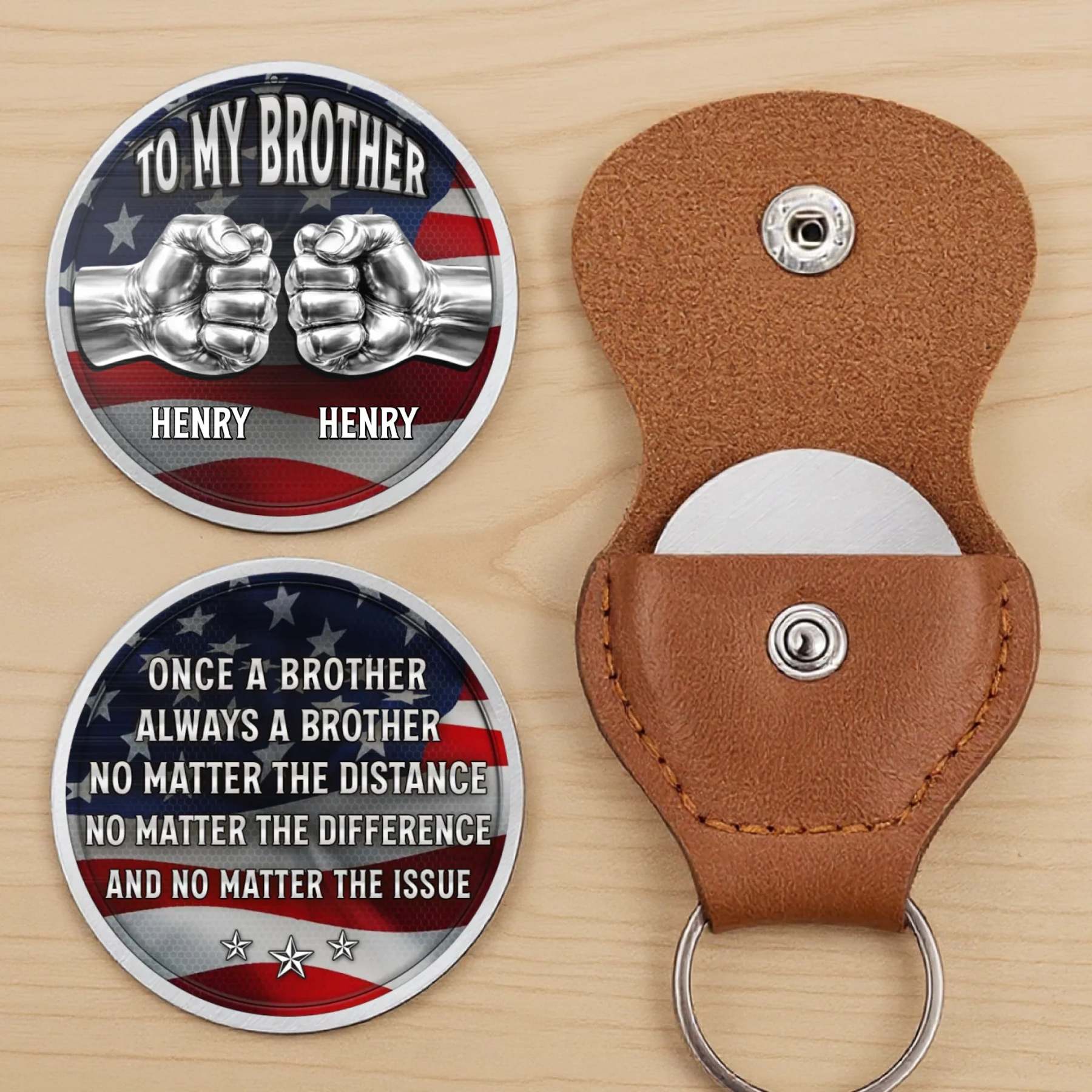 Custom Pocket Hug - Personalized America 250th Anniversary Gifts For Brother - Brotherhood That Never Breaks