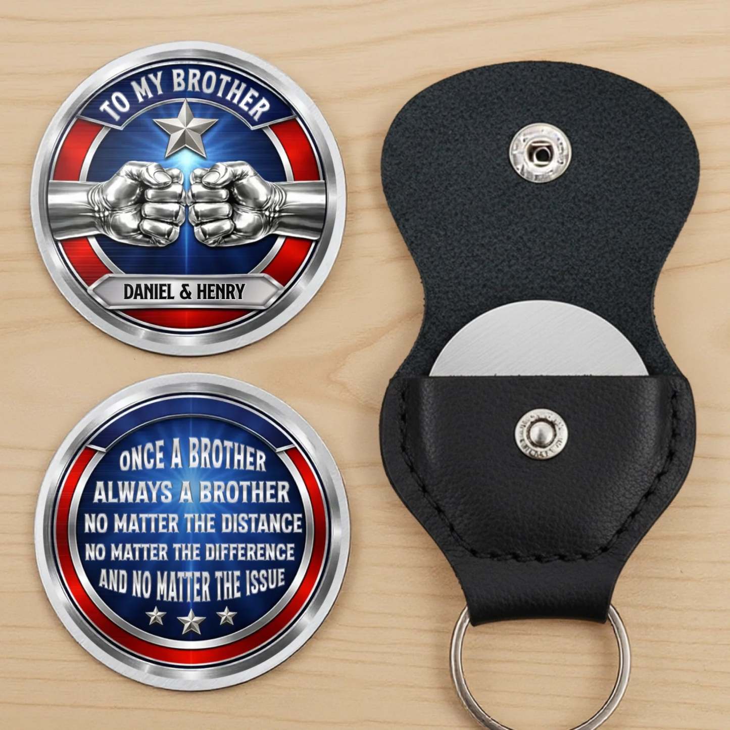 Custom Pocket Hug - Personalized America 250th Anniversary Gifts For Brother - One Soul, Two Brothers