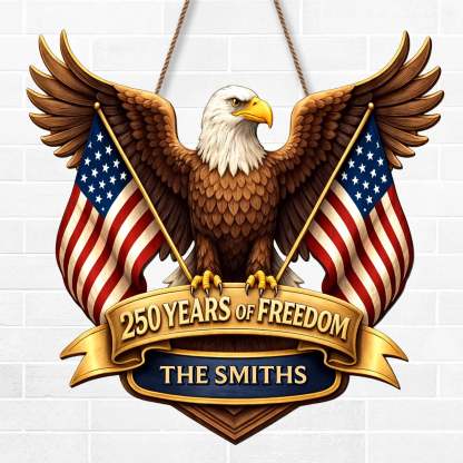 Custom Wood Sign - Personalized America 250th Anniversary Gifts For Mom, Dad, Brother, Sister, Kids - Where Brave Hearts Gather